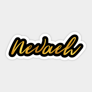 Nevaeh Name Hand Lettering in Faux Gold Letters Sticker